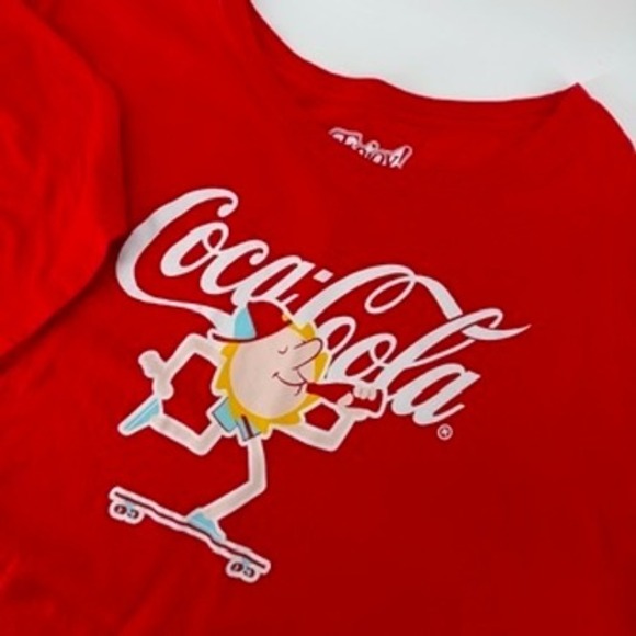 Coca-Cola Tops - Coca-Cola Red Graphic Crop Top Skateboarder Have a Coke and a Smile Medium